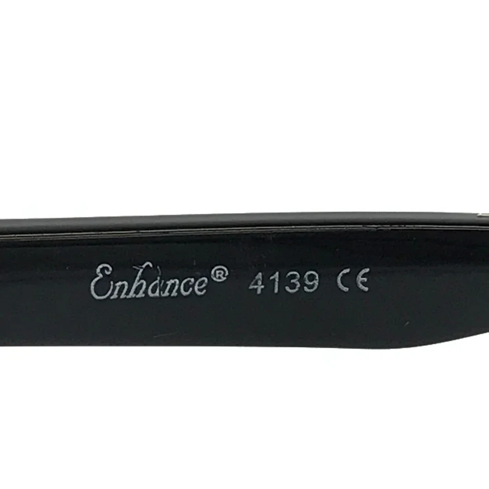 Enhance Eyeglasses Frames 4139 BLACK Polished Rectangle Full Rim 54-18-145